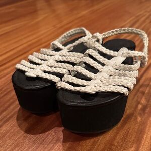 Urban Outfitters Braided Platform Sandals - Black and Cream